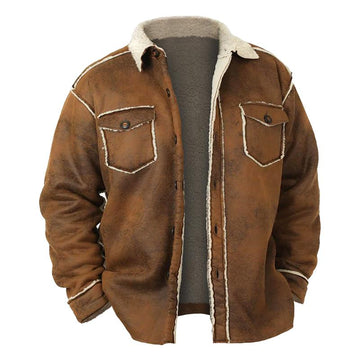 Men's Retro Quilted Lapel Thick Coat